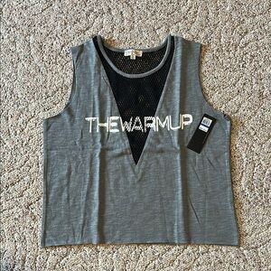 Gray Sleeveless Top with Mesh Detail